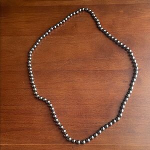 Classic Silver Navajo  Beaded Necklace Dark gray